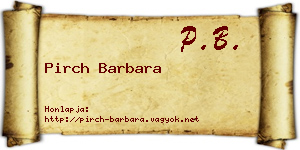 Pirch Barbara névjegykártya